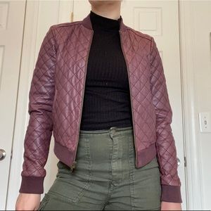 Quilted Leather Bomber Jacket